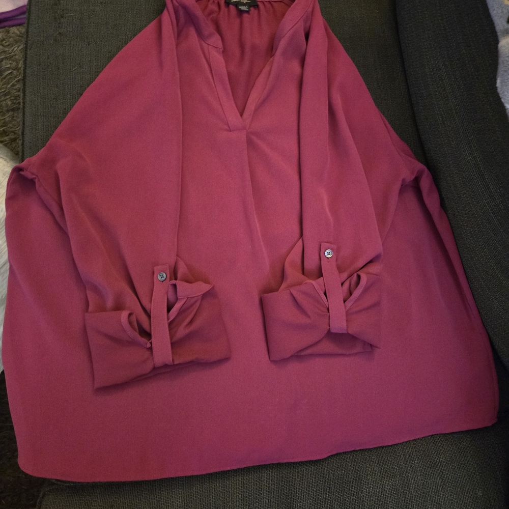 Lord & Taylor Fuchsia Blouse with Bow Cuffs